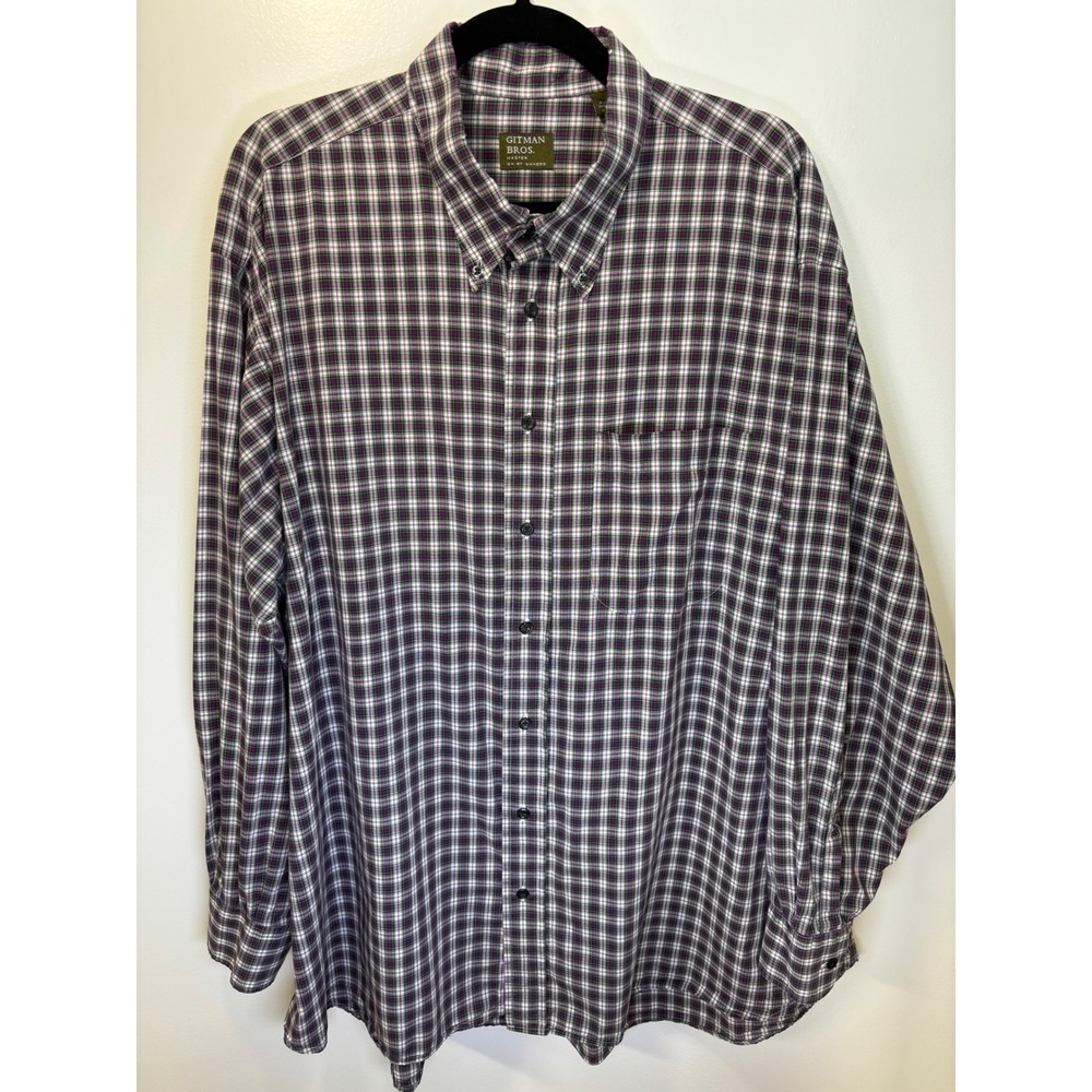 Gitman Bros Mens‎ XXL Plaid Button Down Shirt Purple Green Cotton